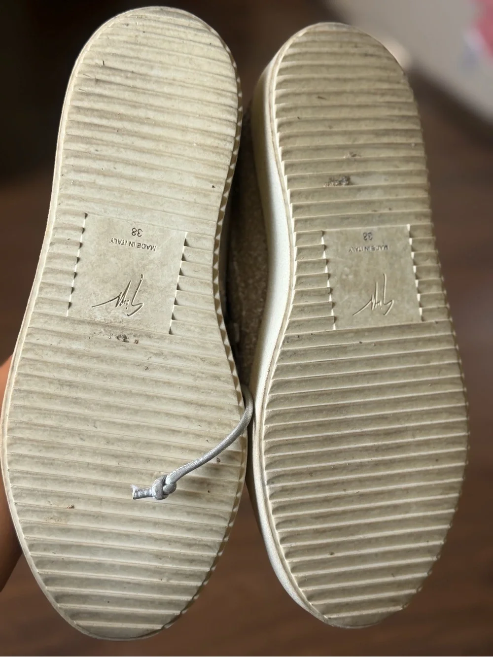 Giuseppe Zanotti Taupe Glitter Platform Sneakers